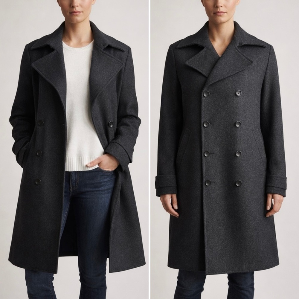 D&G x DOLCE & GABBANA Y2K Double Breasted Long Wool Coat Jacket Peacoat